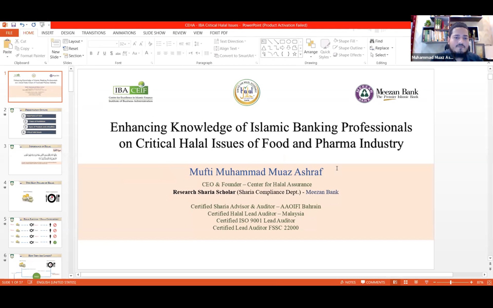 Enhancing Knowledge of Islamic Banking Professionals on Critical Halal Issues of Food and Pharma Industry