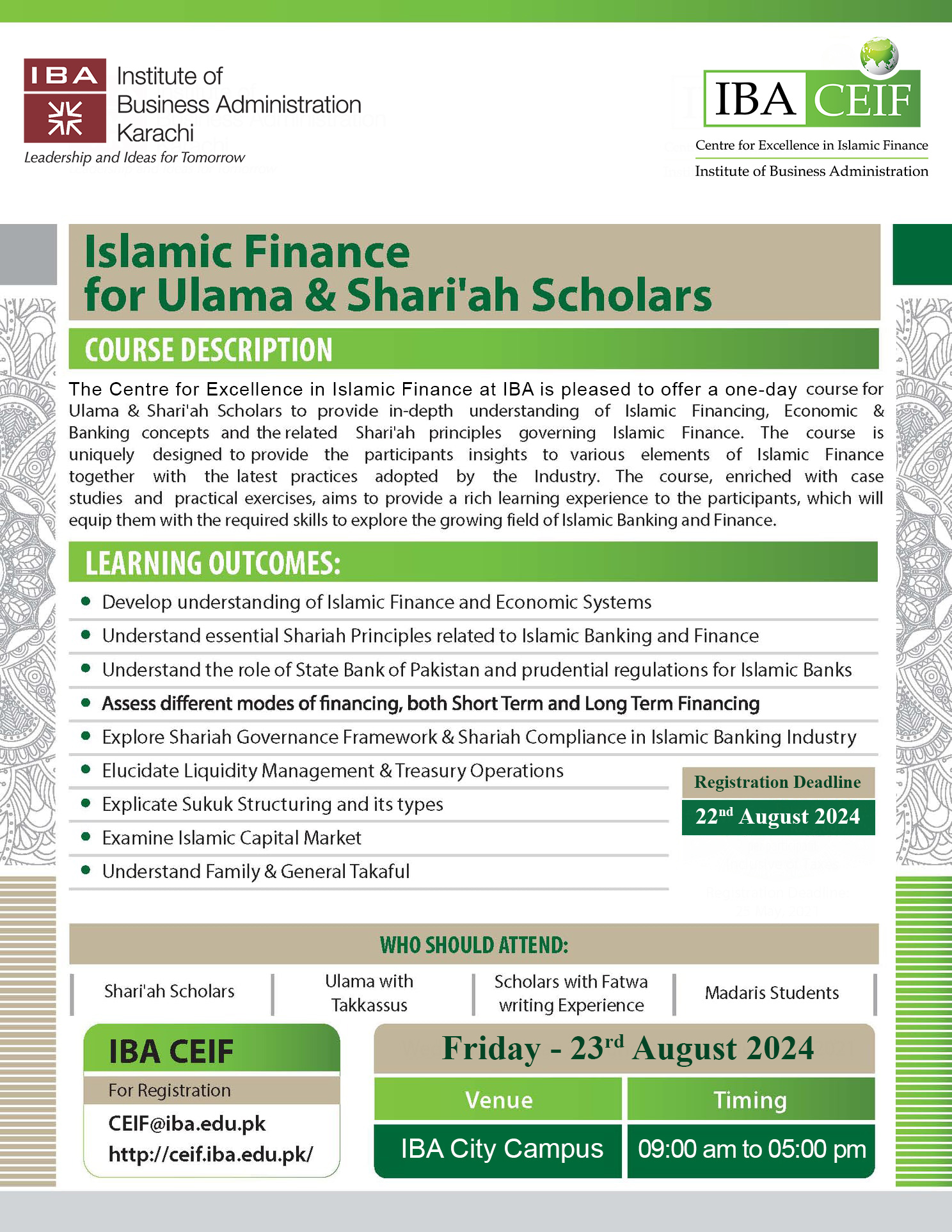 Islamic Finance for Ulama & Shari'ah Scholars