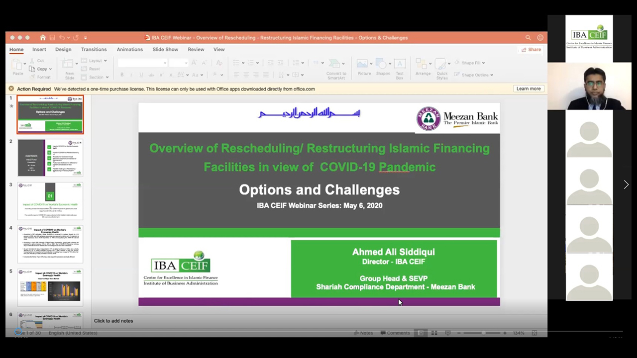 Webinar on Overview of Rescheduling/Restructuring Islamic Finance Facilities in View of Covid panademic - Optiomms & Challenges