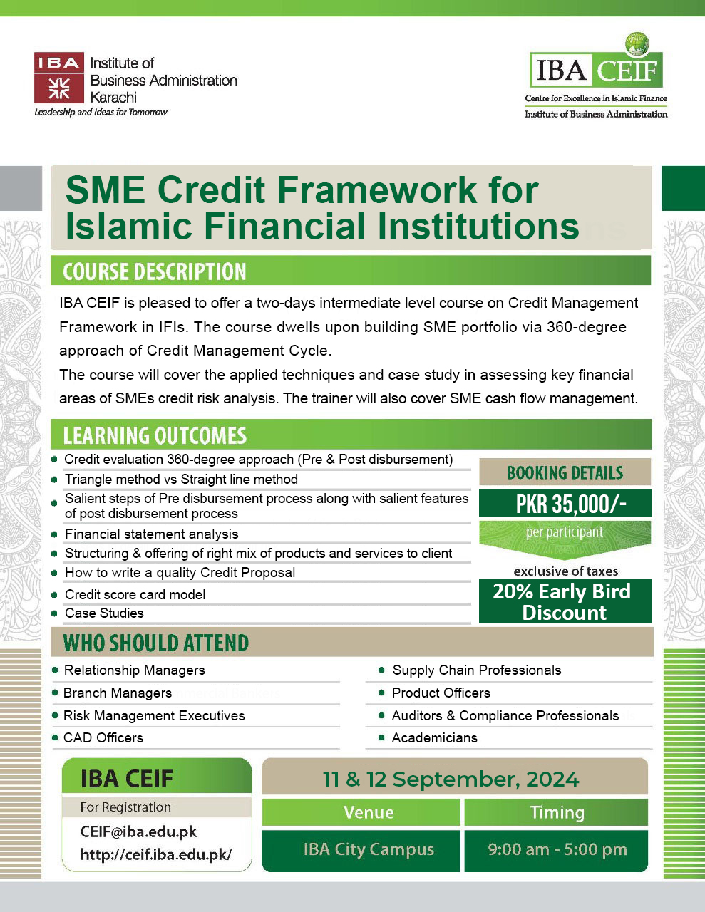 SME Credit Framework for IFIs