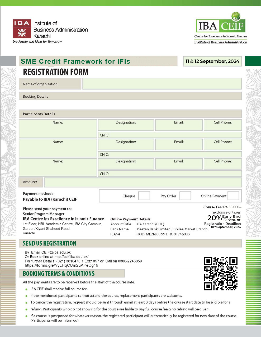 SME Credit Framework for IFIs