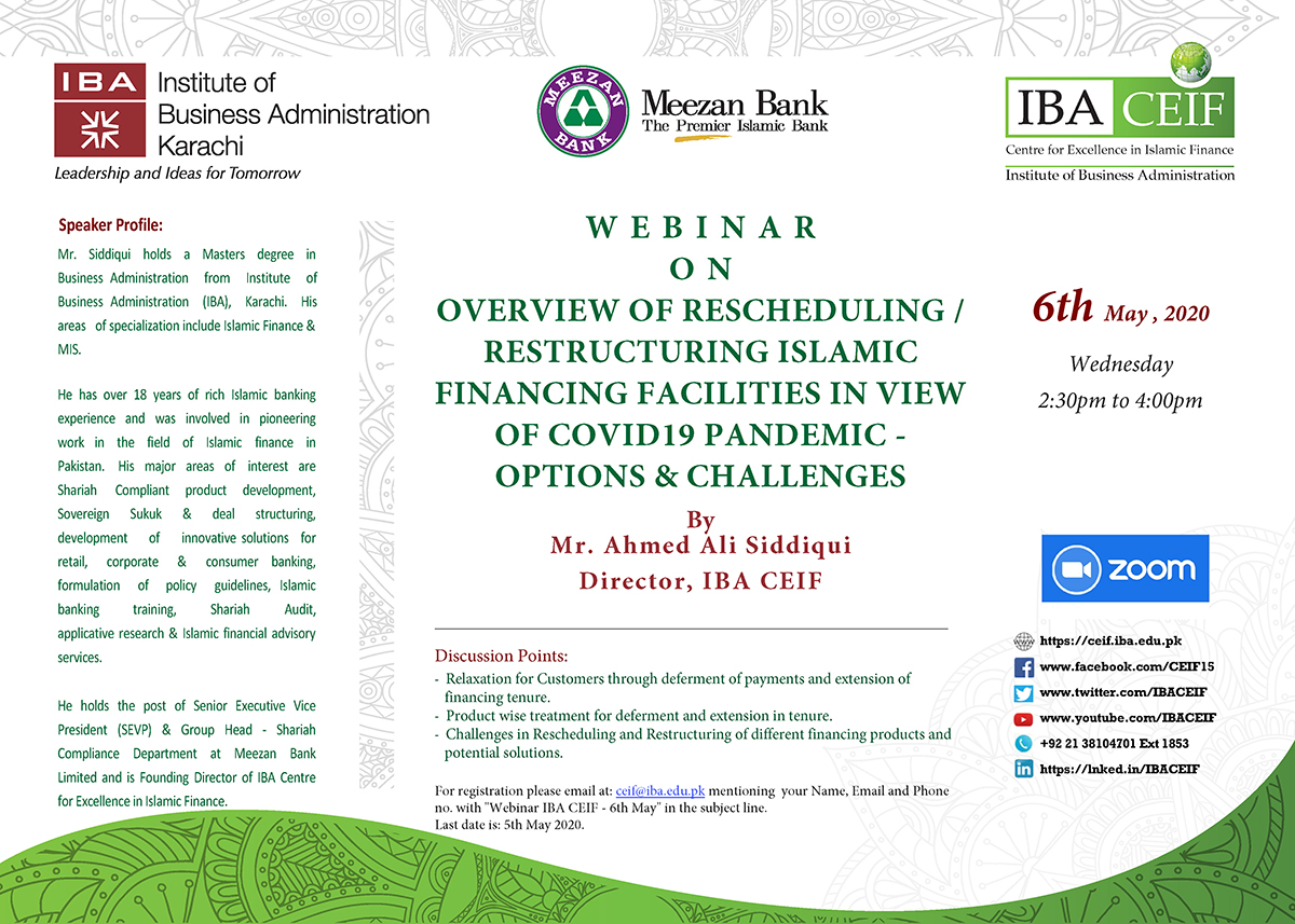 OVERVIEW OF RESCHEDULING /  RESTRUCTURING ISLAMIC FINANCING FACILITIES IN VIEW OF COVID19 PANDEMIC - OPTIONS & CHALLENGES